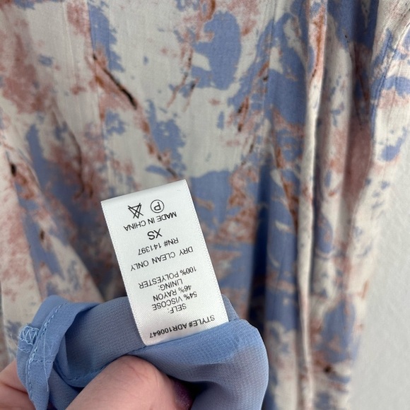 ASTR The Label Godet Dress XS Blue Multi Tie Dye Slip Skater Mini Romantic - Picture 9 of 10